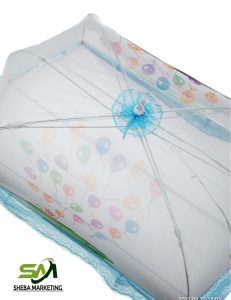 বাচ্চাদের মশার ছাতা নেট-(বেলুন প্রিন্ট) – mosquito net – Sky Blue - Image 6