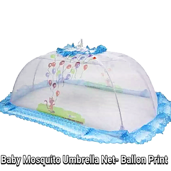 বাচ্চাদের মশার ছাতা নেট-(বেলুন প্রিন্ট) – mosquito net – Sky Blue