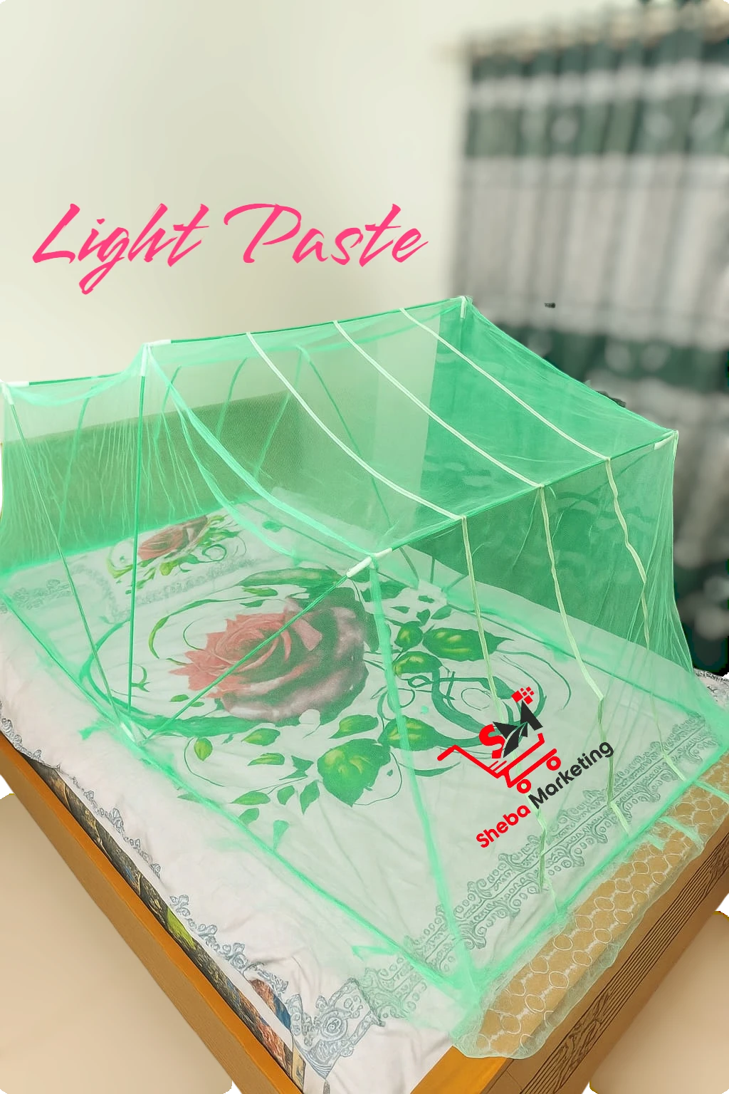 Sheba Smart Folding Portable moshari Light Paste Folding Portable Mosquito net with metal Stand For adult person 3.5x7 Feet Size- Best Quality